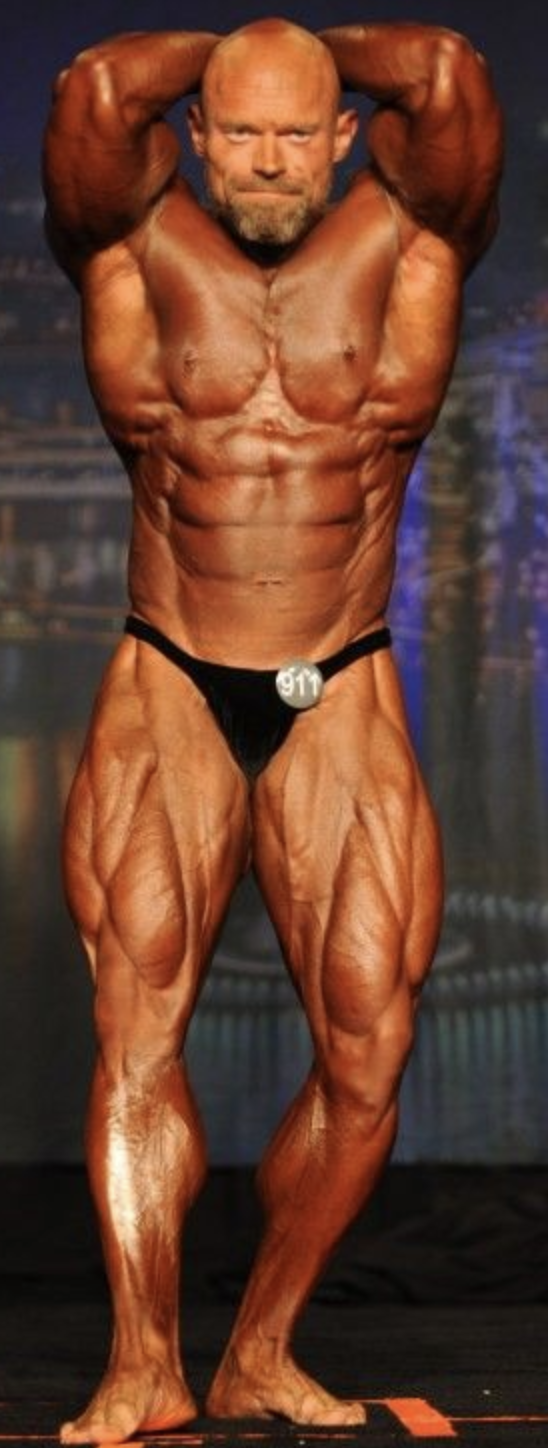 Jeff Later, front double bicep